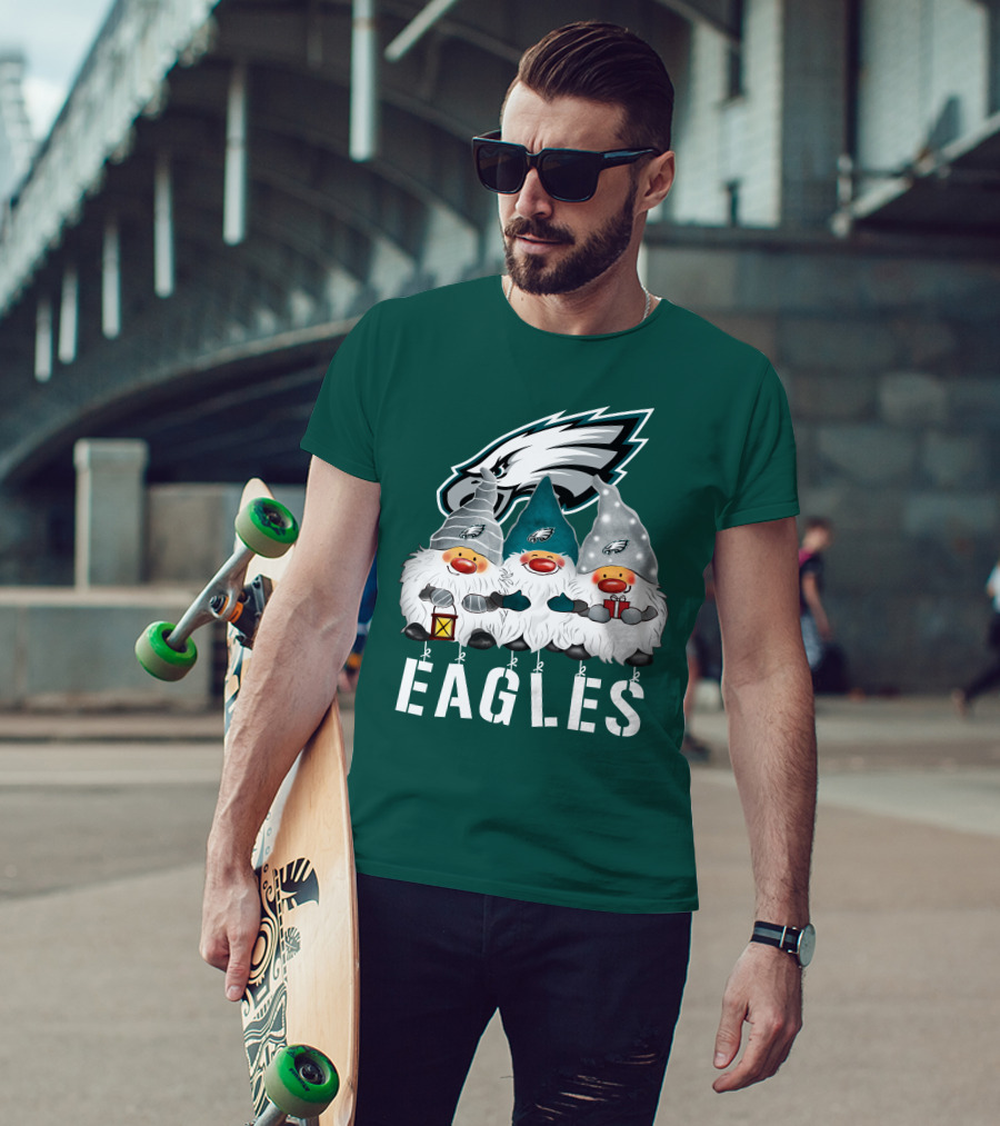 Philadelphia Eagles Christmas Gnomes Happy Holidays T-Shirt