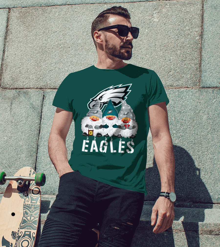 Philadelphia Eagles Christmas Gnomes Happy Holidays T-Shirt