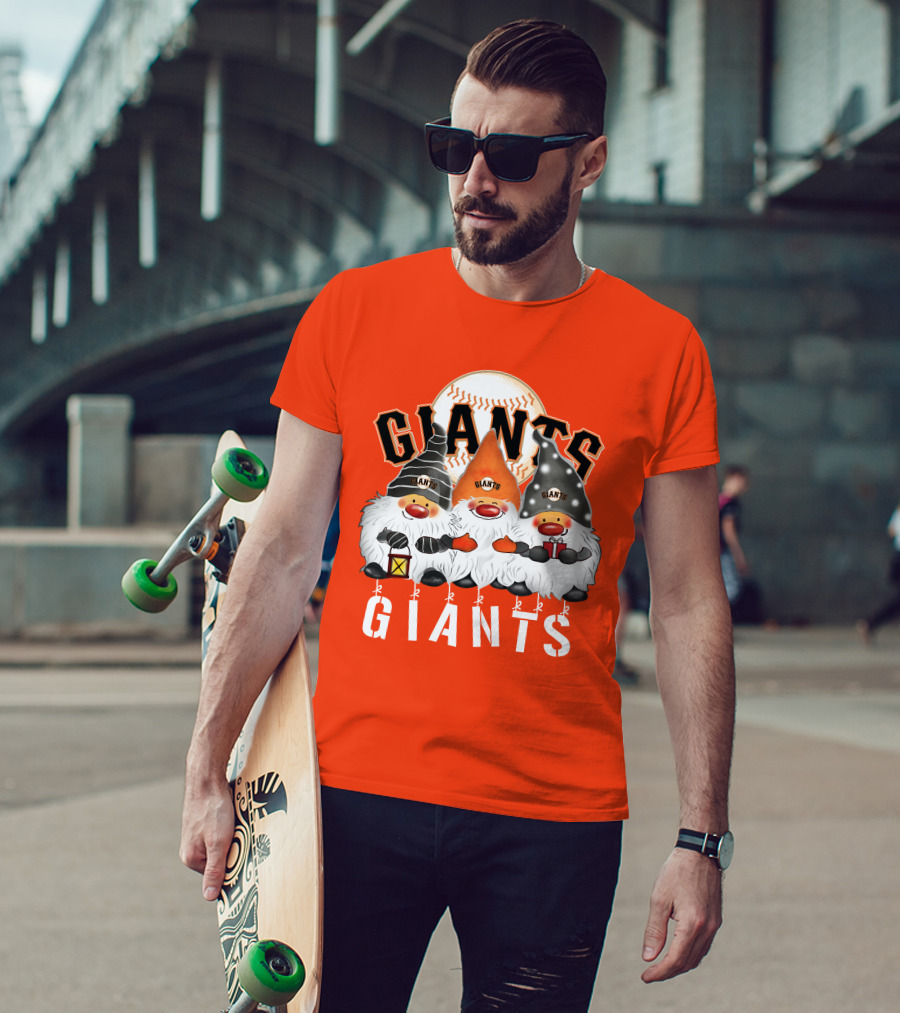 San Francisco Giants Merry Christmas Happy Holidays Giants Gnomes Baseball T-Shirt