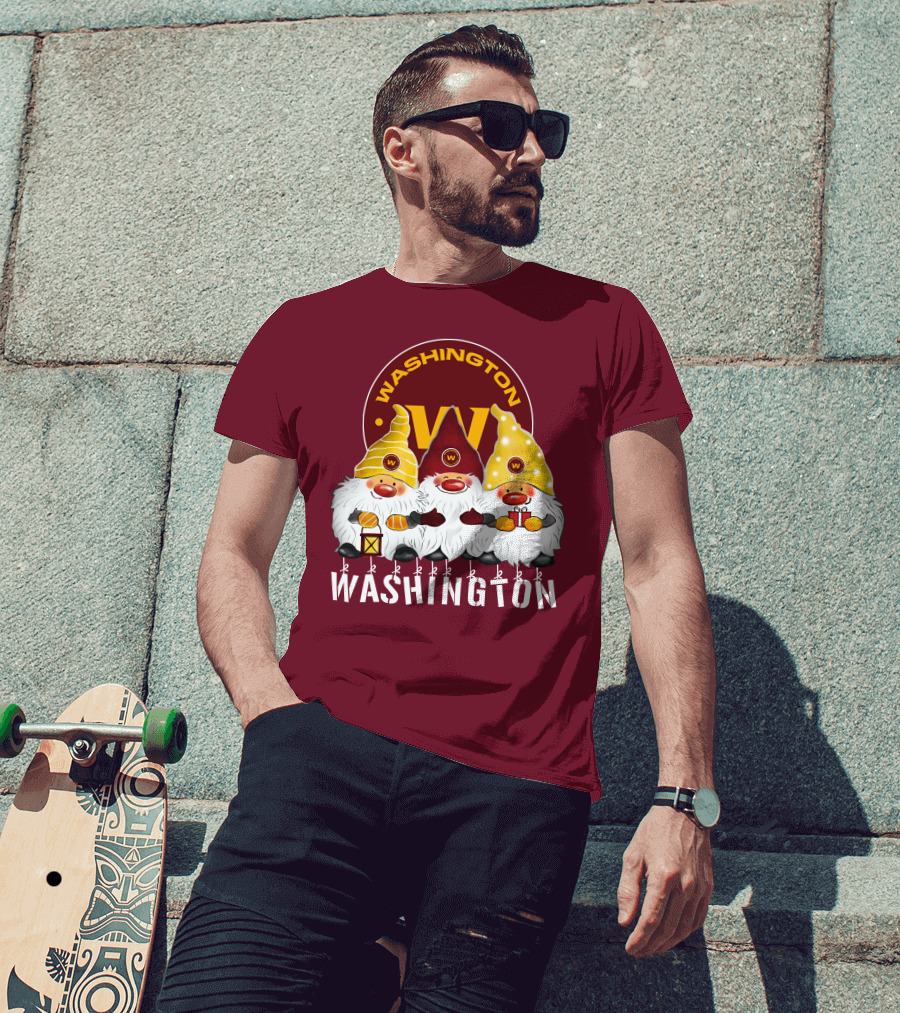 Washington Football Team Christmas Holiday Gnomes W T-Shirt
