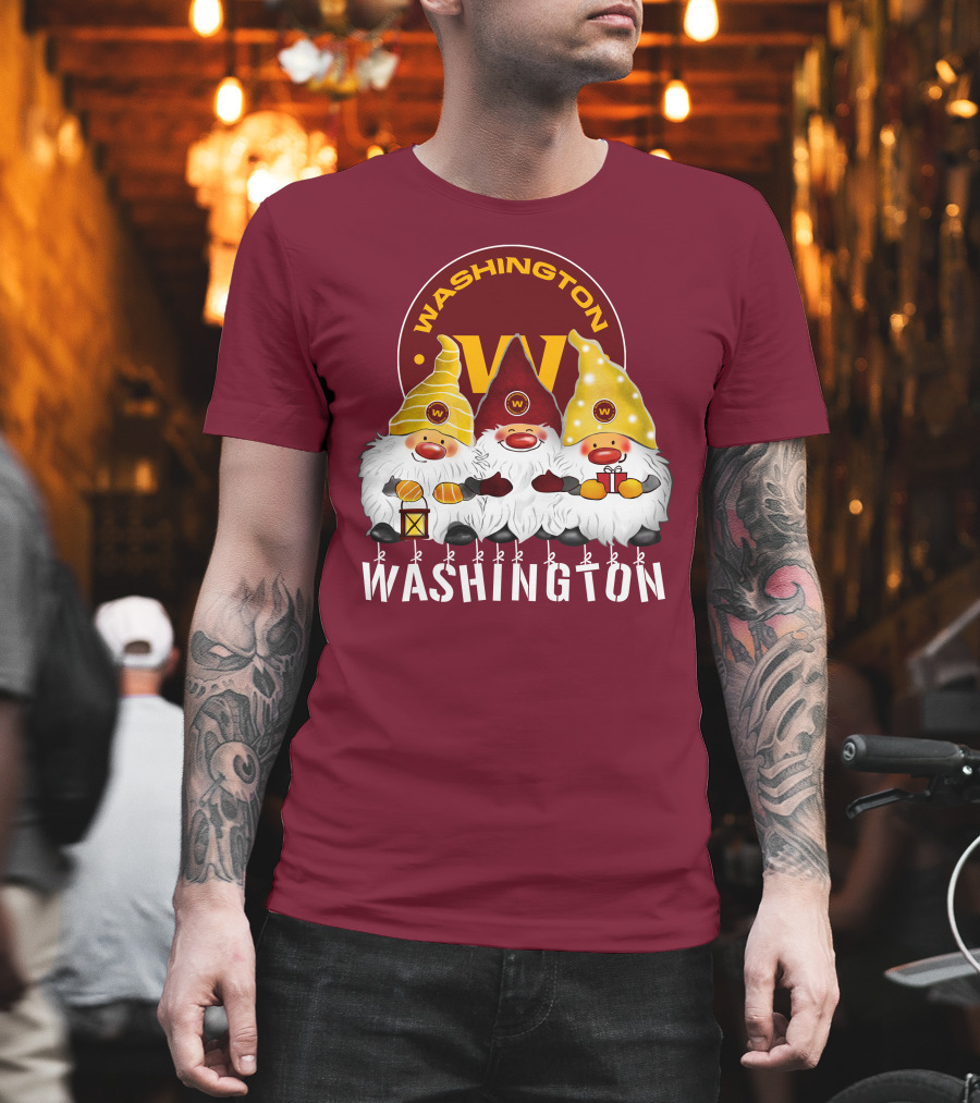 Washington Football Team Christmas Holiday Gnomes W T-Shirt