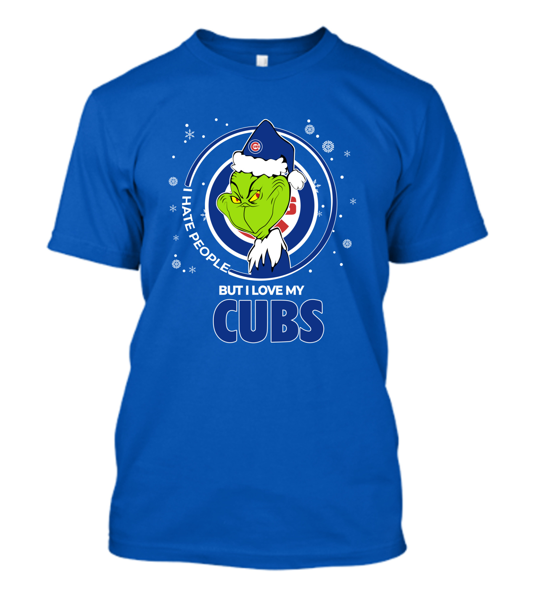 Grinch Christmas Santa I Hate People But I Love My Cubs T-Shirt