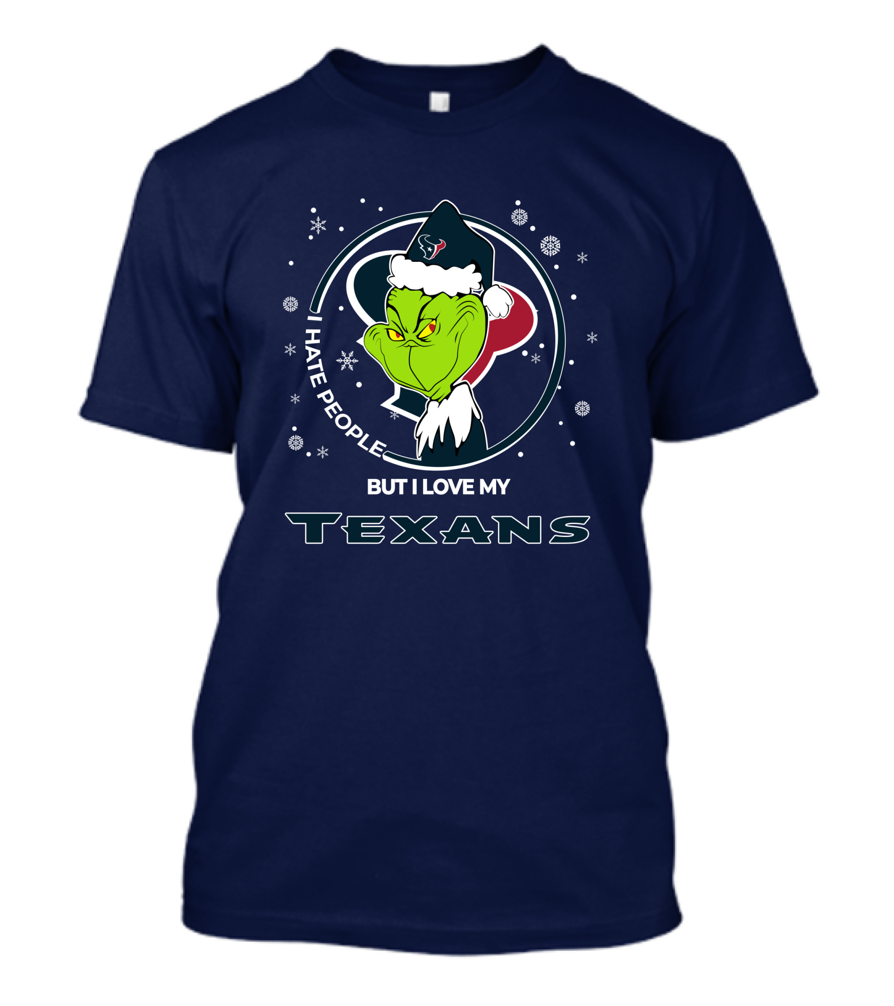 Christmas Grinch I Hate People But I Love My Texans T-Shirt