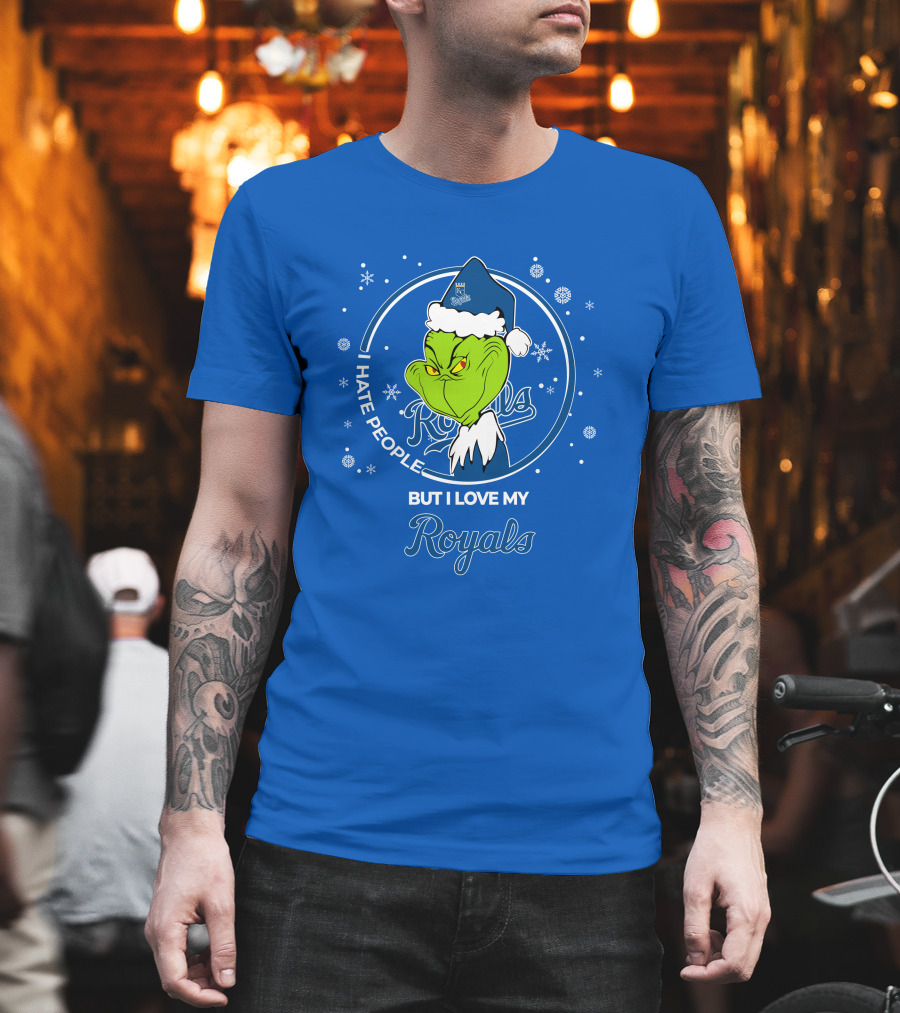 Christmas Grinch Santa I Hate People But I Love My Kansas City Royals T-Shirt