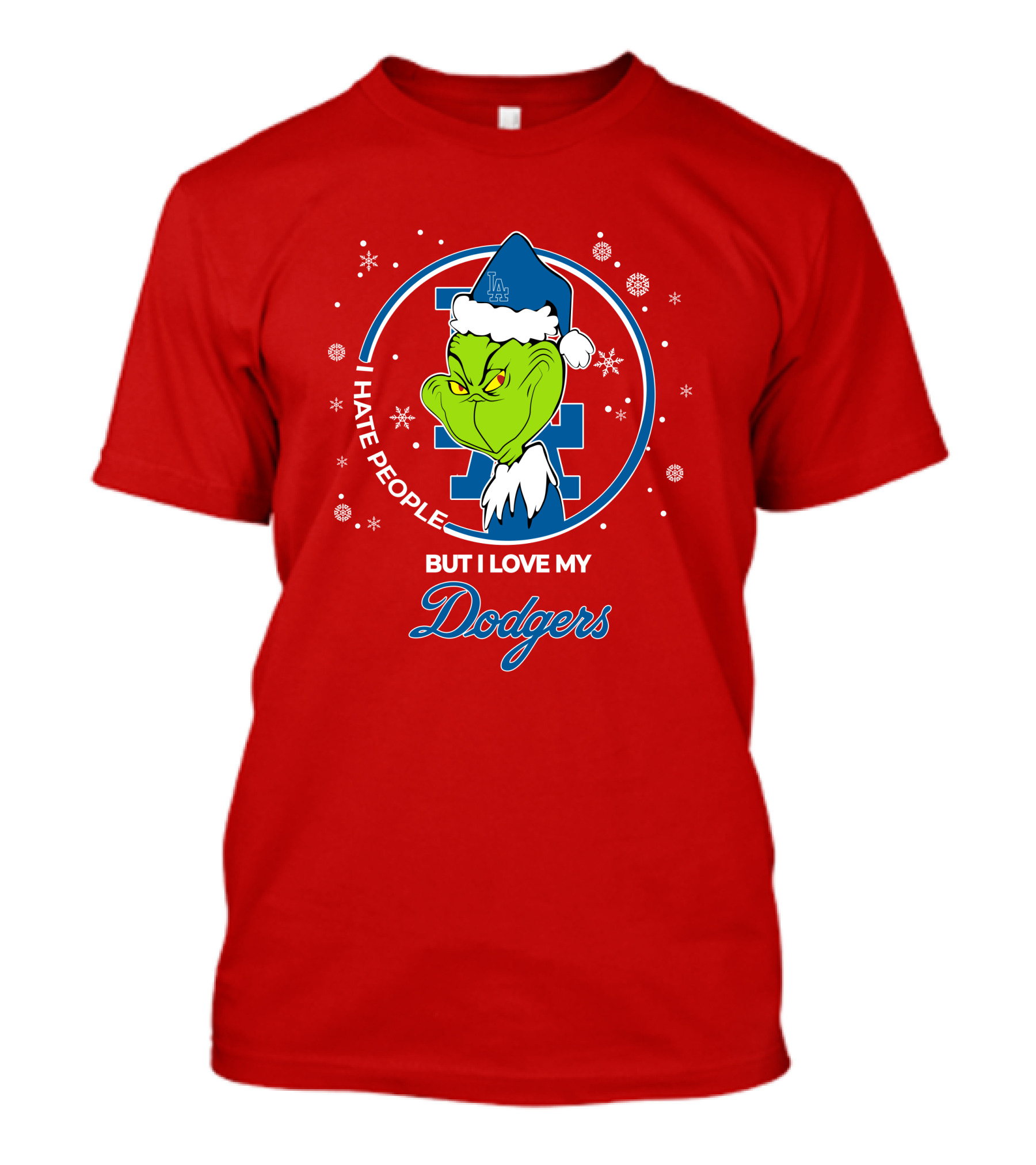 Christmas Grinch I Hate People But I Love My Los Angeles Dodgers T-Shirt