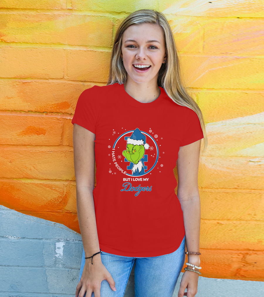 Christmas Grinch I Hate People But I Love My Los Angeles Dodgers T-Shirt