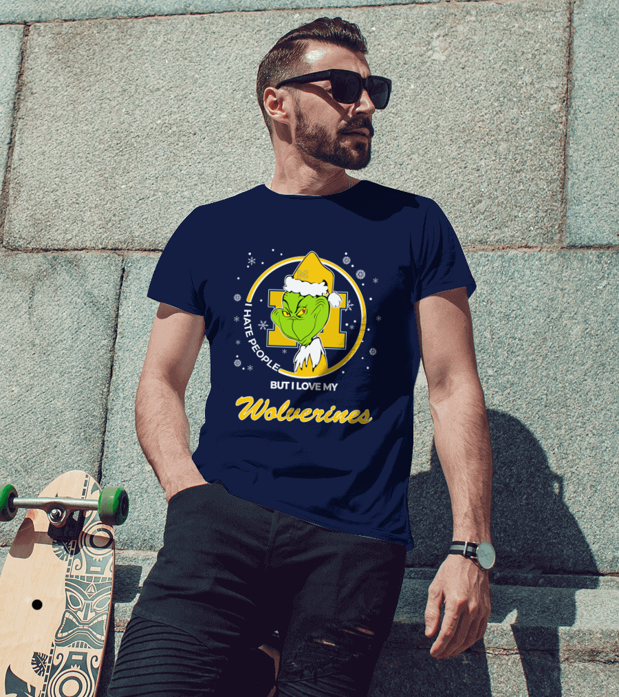 Christmas Grinch I Hate People But I Love My Wolverines T-Shirt