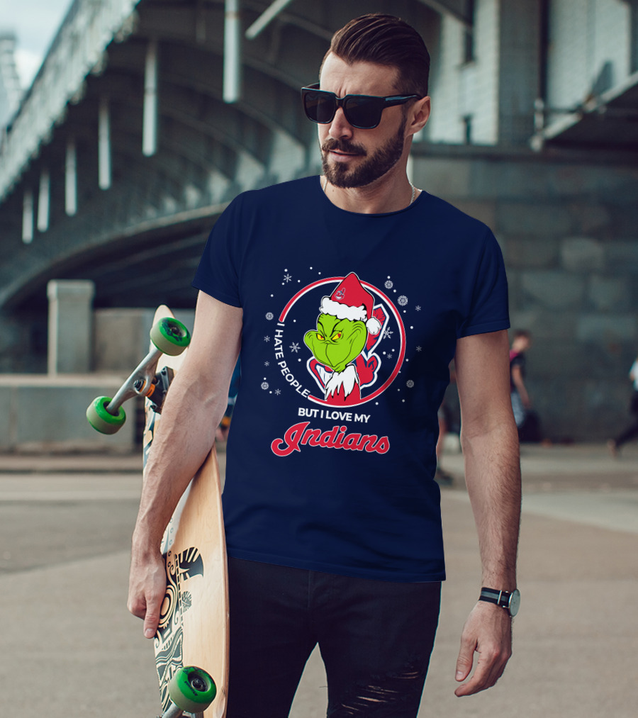 I Hate People But I Love My Indians Christmas Grinch Santa T-Shirt