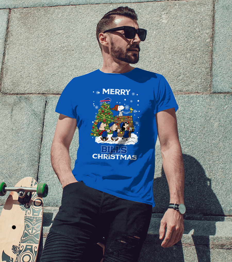 Merry Buffalo Bills Christmas Peanut Tree Celebration T-Shirt