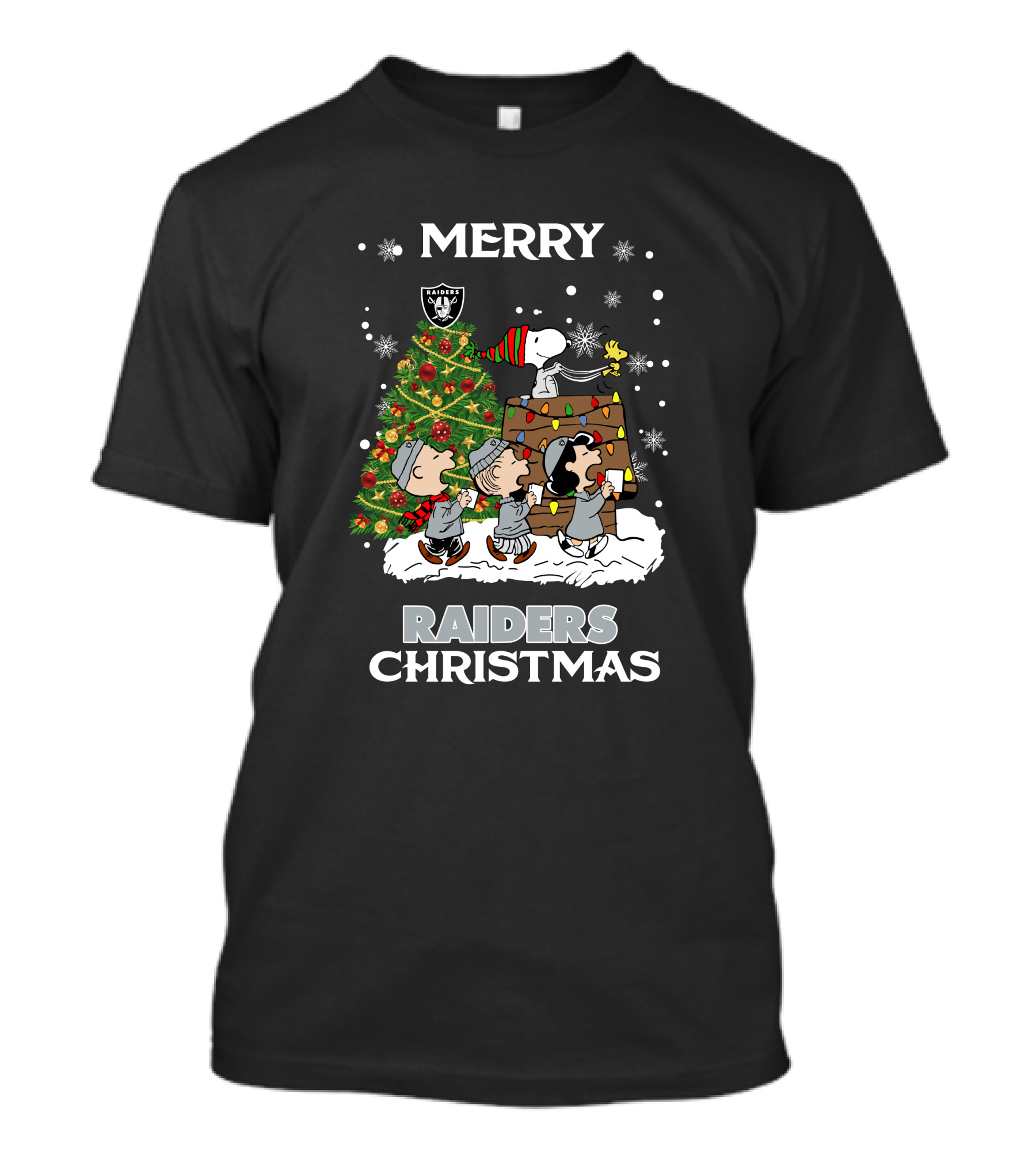 Merry Raiders Christmas Snoopy Peanuts Las Vegas Christmas Tree T-Shirt