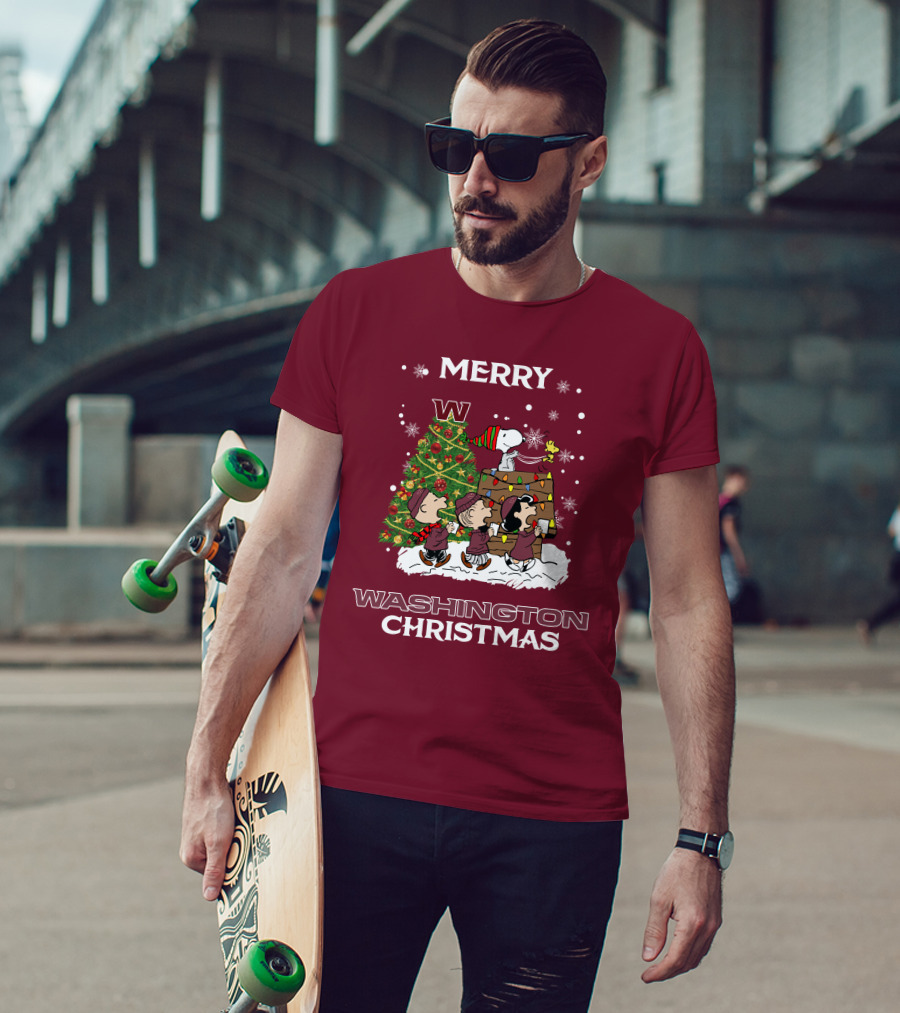 Merry Washington Christmas Tree Featuring Peanut Characters T-Shirt