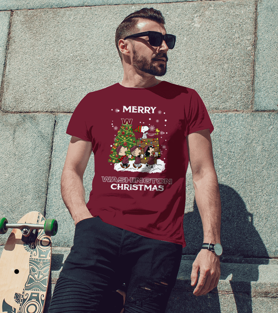 Merry Washington Christmas Tree Featuring Peanut Characters T-Shirt