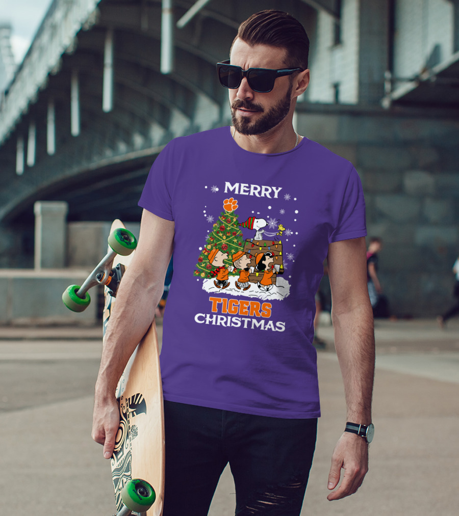 Merry Tigers Christmas Clemson The Peanut Christmas Tree T-Shirt