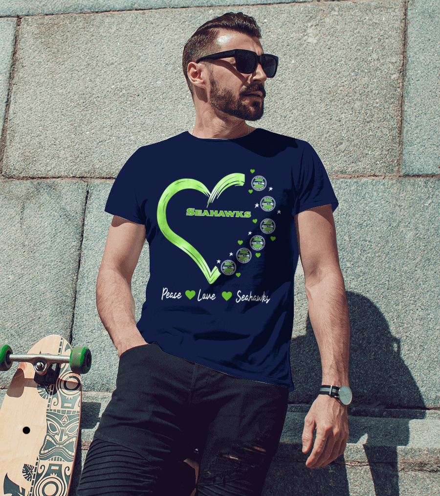Peace Love Seahawks Seattle Seahawks Hearts T-Shirt