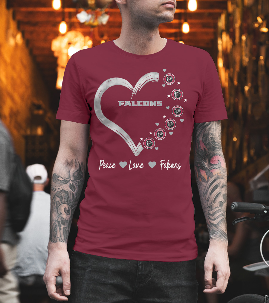 Peace Love Falcons Heart with Atlanta Falcons T-Shirt