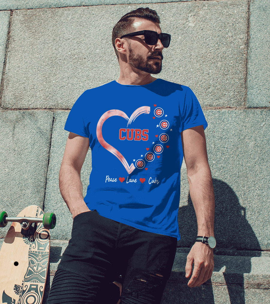 Peace Love Heart Cubs Chicago Cubs T-Shirt