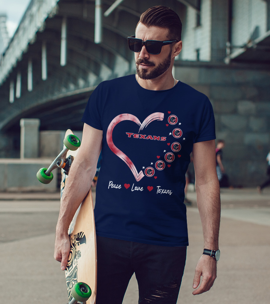 Peace Love Heart Houston Texans T-Shirt