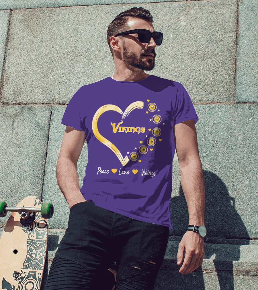 Peace Love Minnesota Vikings Heart T-Shirt