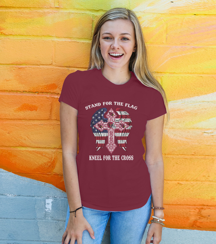 Stand For The Flag Kneel For The Cross Arizona Cardinals Flag Cross T-Shirt
