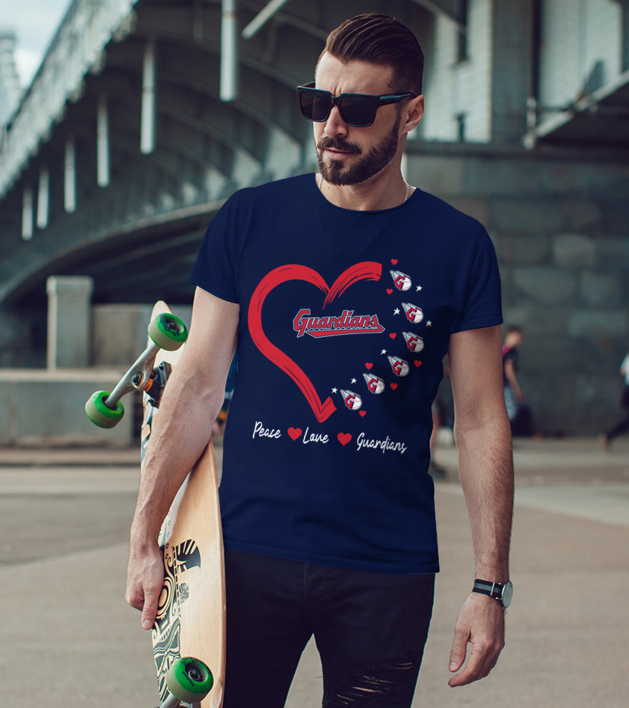Peace Love Guardians Heart And Baseball T-Shirt