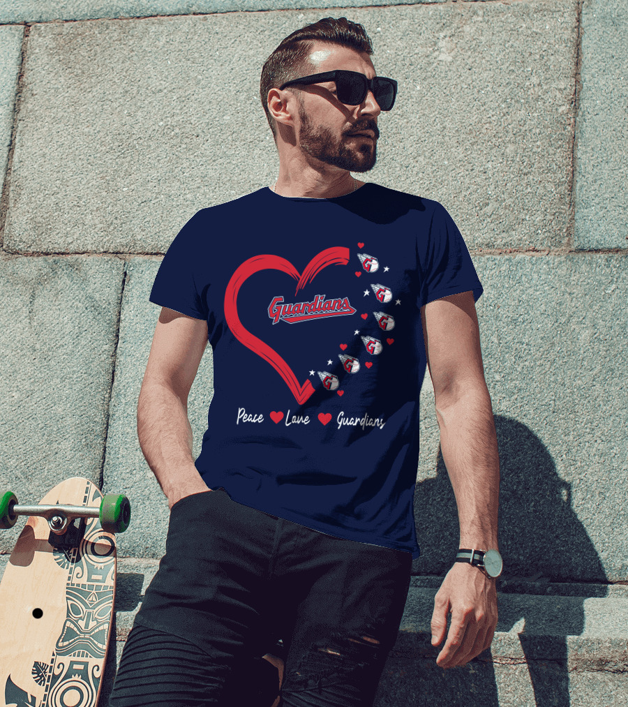 Peace Love Guardians Heart And Baseball T-Shirt