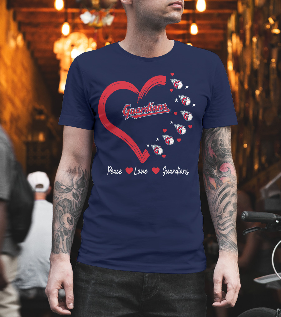 Peace Love Guardians Heart And Baseball T-Shirt