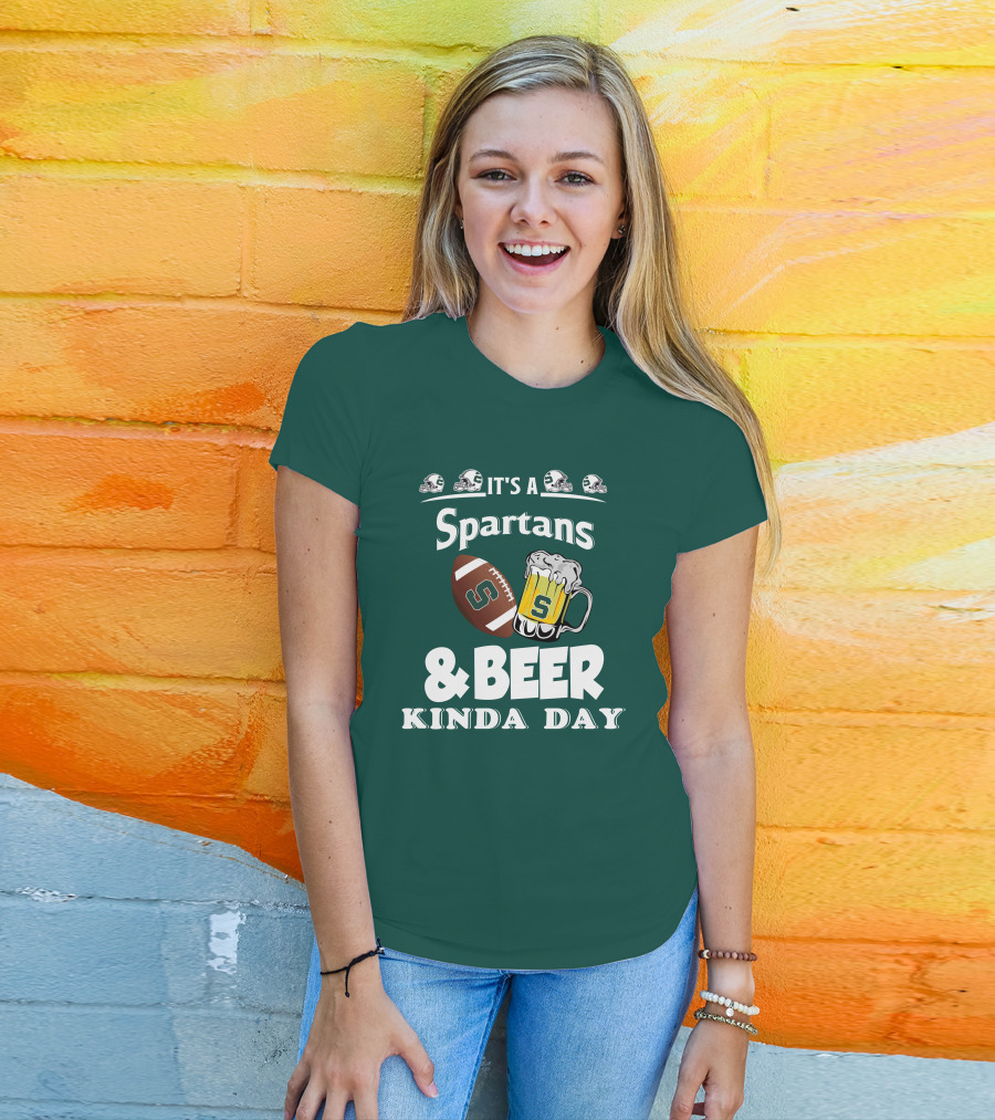 It's A Spartans Football And Beer Kinda Day With Michigan State Helmets T-Shirt