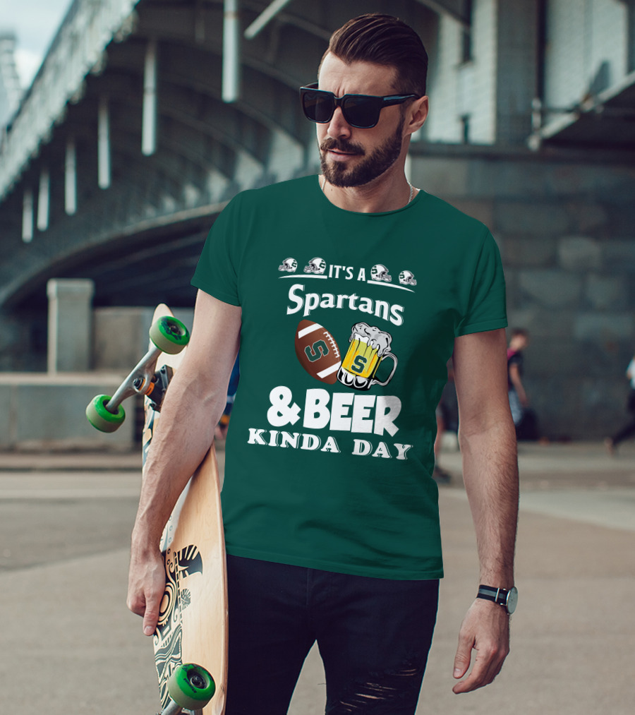 It's A Spartans Football And Beer Kinda Day With Michigan State Helmets T-Shirt