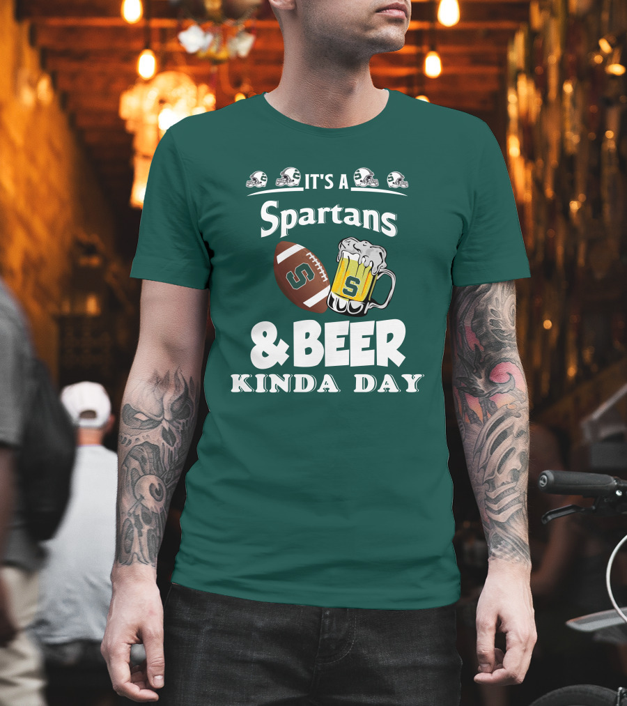 It's a Spartans Football and Beer Kinda Day with Michigan State Helmets T-Shirt