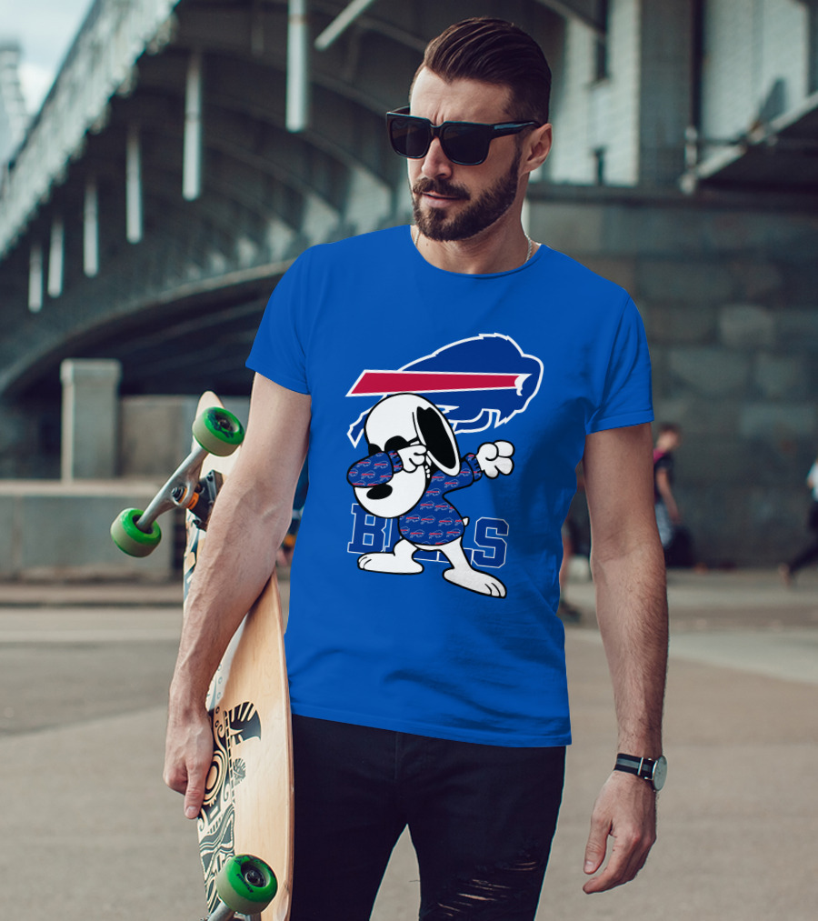 Buffalo Bills Snoopy Dabbing Bills Logo Football T-Shirt