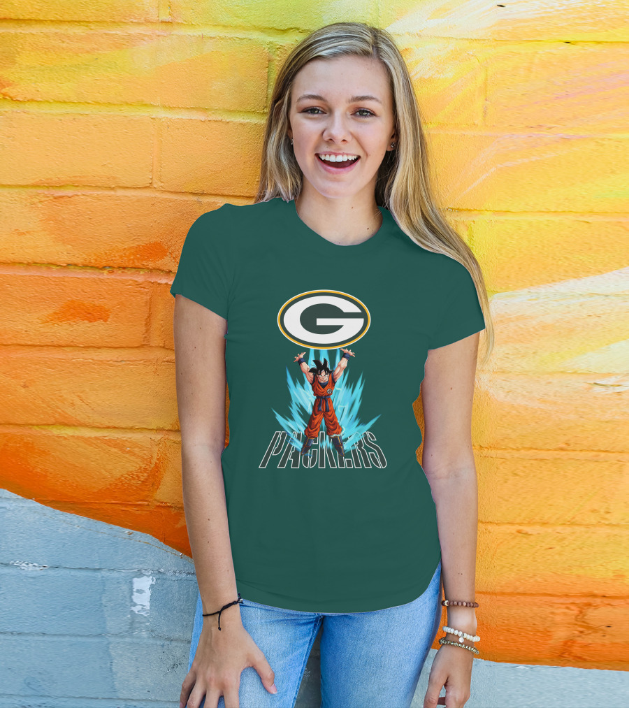 Green Bay Packers Goku Super Saiyan Power Up T-Shirt