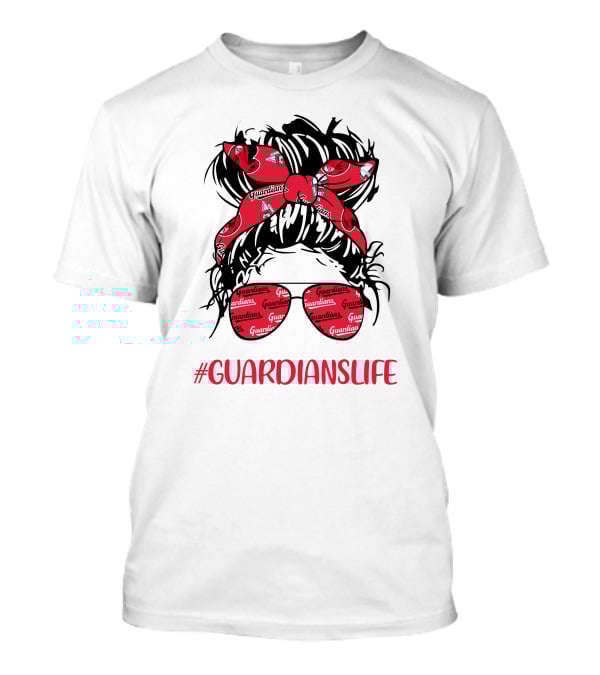 Cleveland Guardians Life Messy Bun Girl Headband Glasses #GuardiansLife T-Shirt