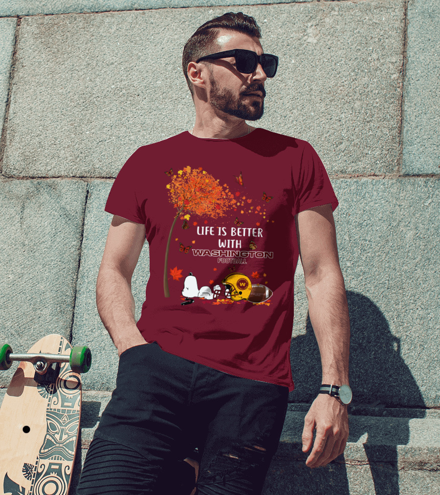 Life Is Better With My Washington Football Team Autumn Snoopy T-Shirt