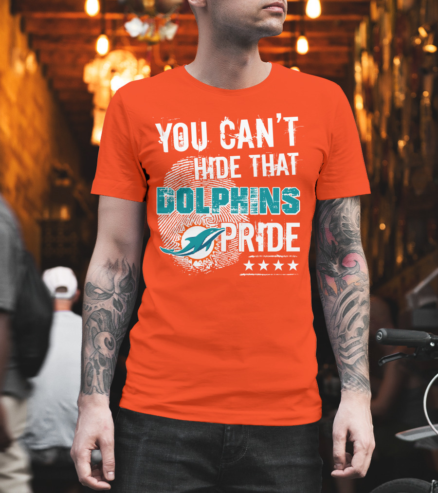 You Can't Hide That Dolphins Pride Miami Football Fans Logo Fingerprint Stars T-Shirt