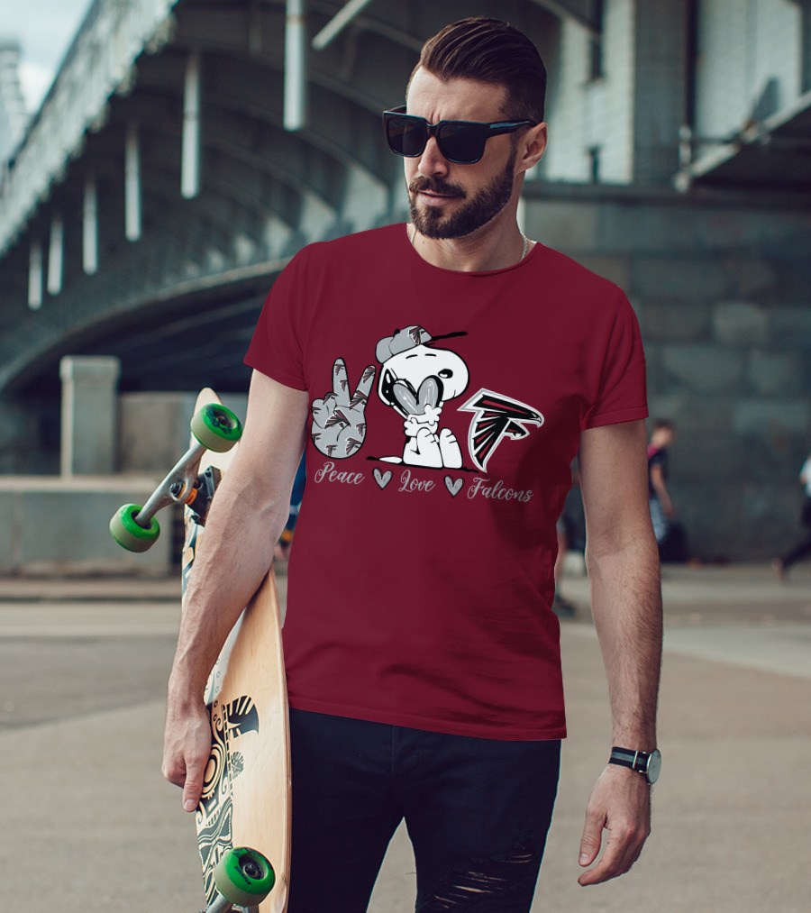 Snoopy Peace Love Falcons Atlanta Football T-Shirt