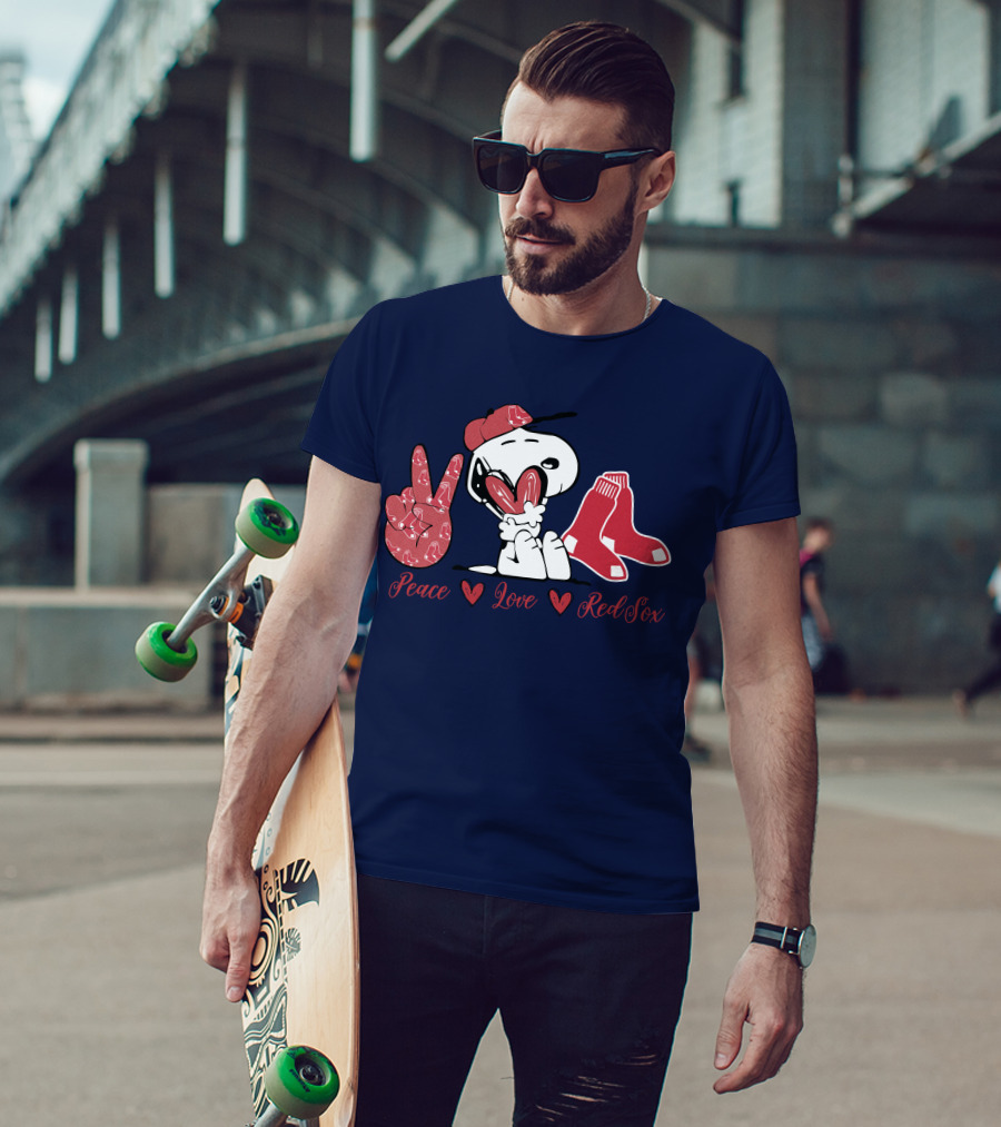 Peace Love Snoopy Red Sox T-Shirt
