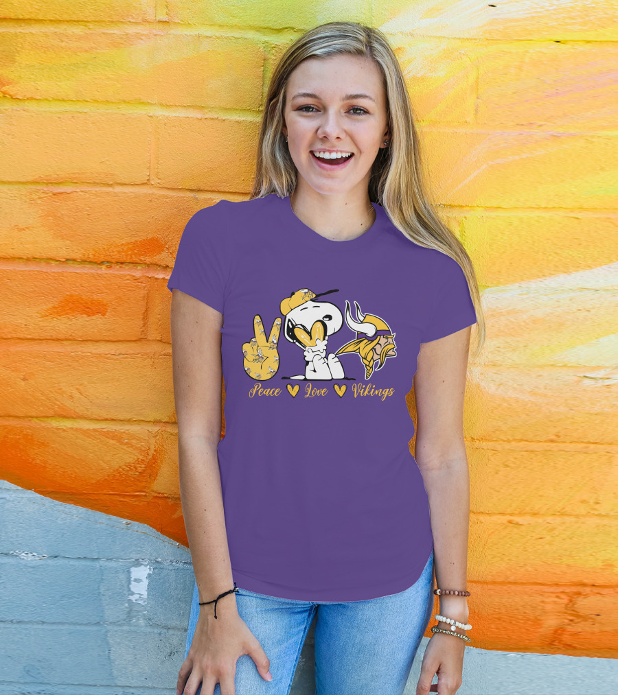 Peace Love Vikings Snoopy Minnesota T-Shirt
