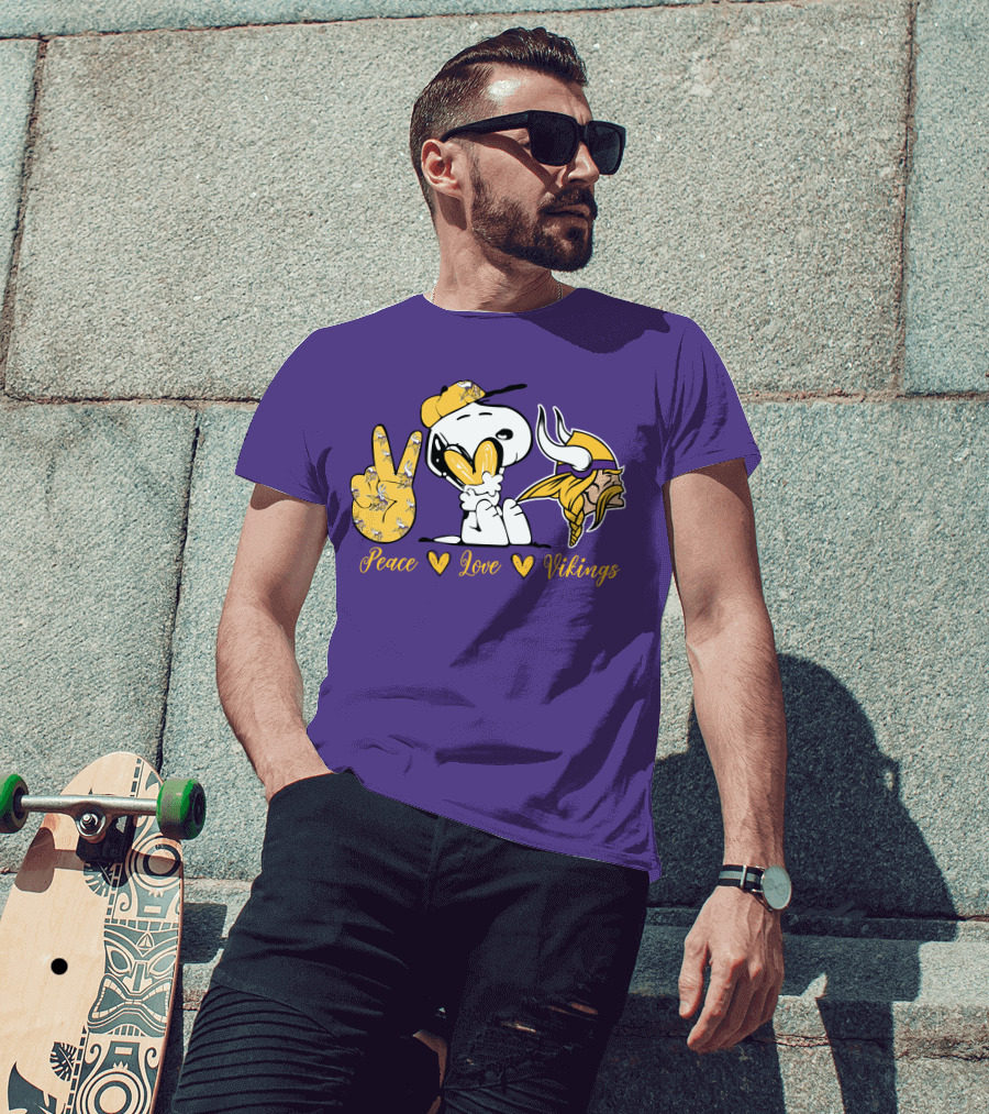 Peace Love Vikings Snoopy Minnesota T-Shirt