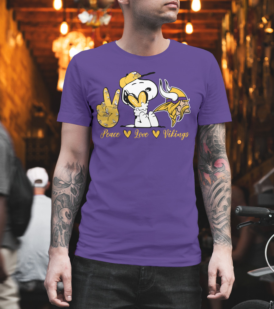 Peace Love Vikings Snoopy Minnesota T-Shirt