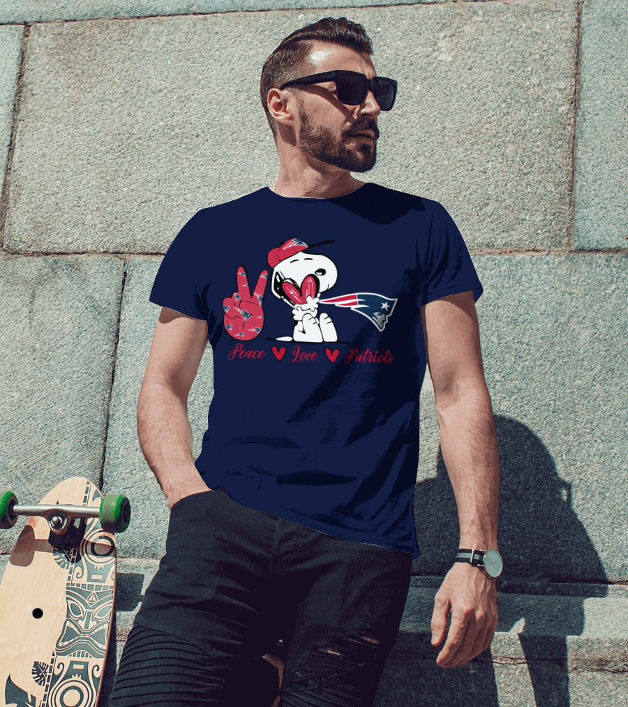 Peace Love Patriots Snoopy New England T-Shirt