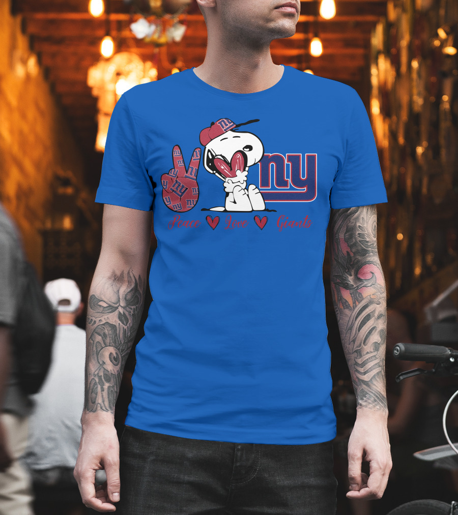 Peace Love New York Giants Snoopy Ny T-Shirt