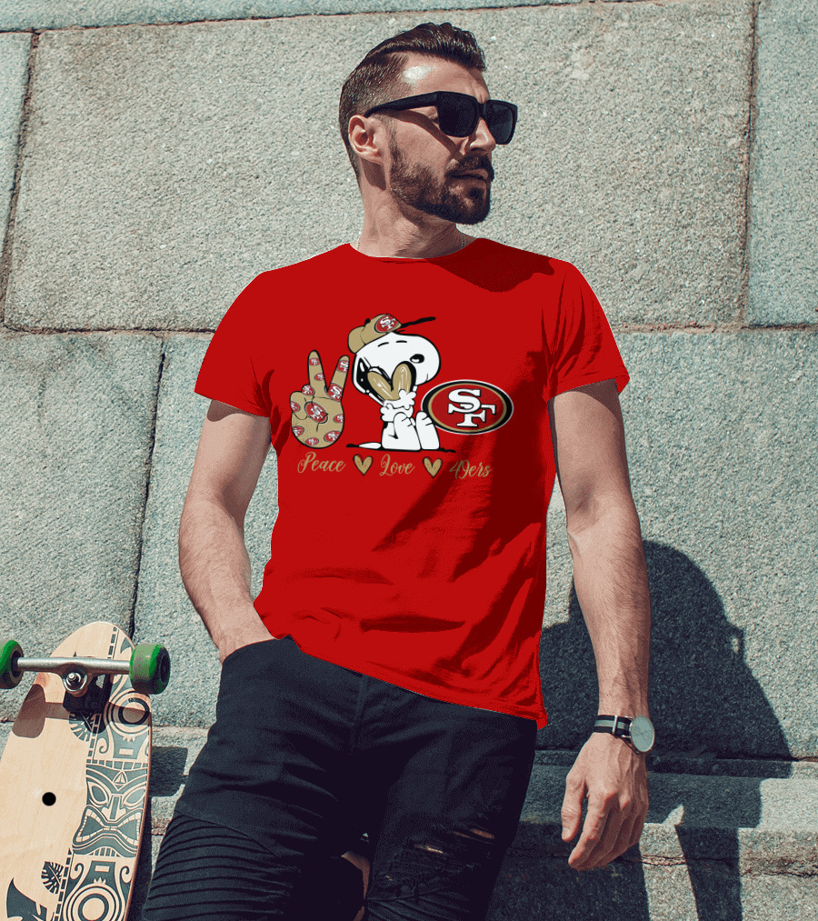 Snoopy Peace Love 49ers Sf T-Shirt