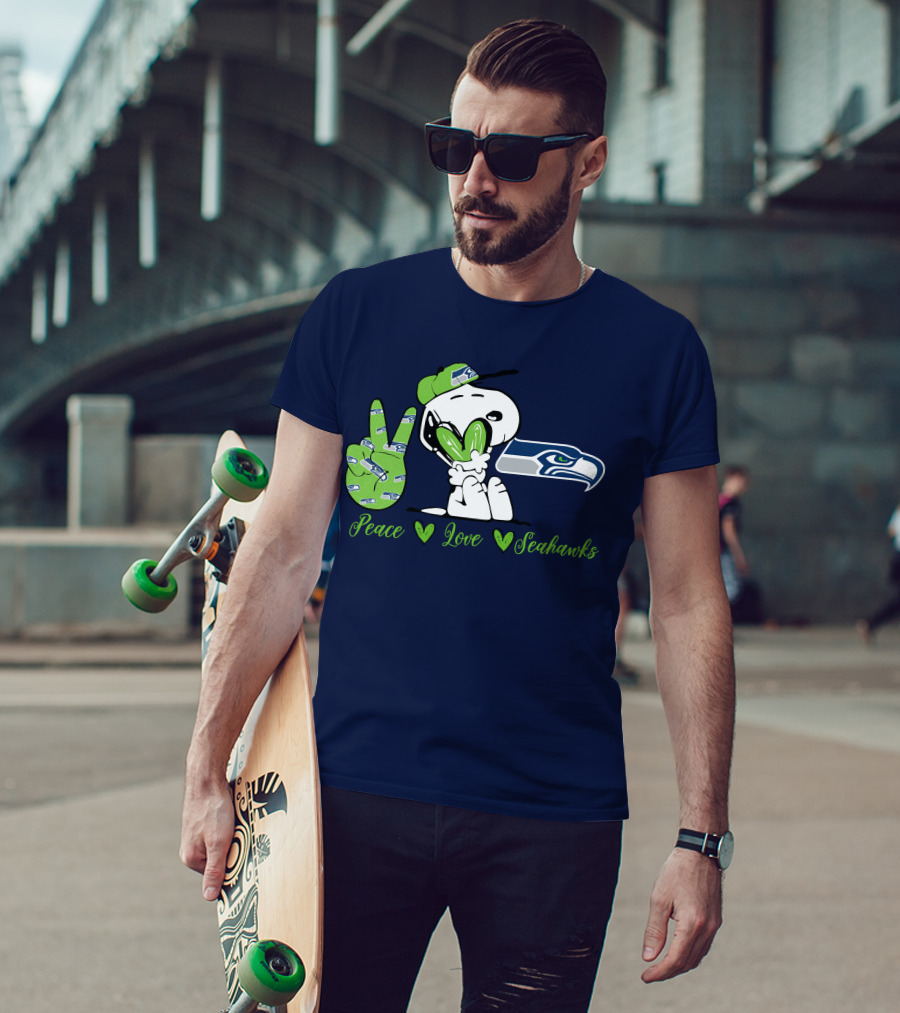 Snoopy Peace Love Seahawks T-Shirt