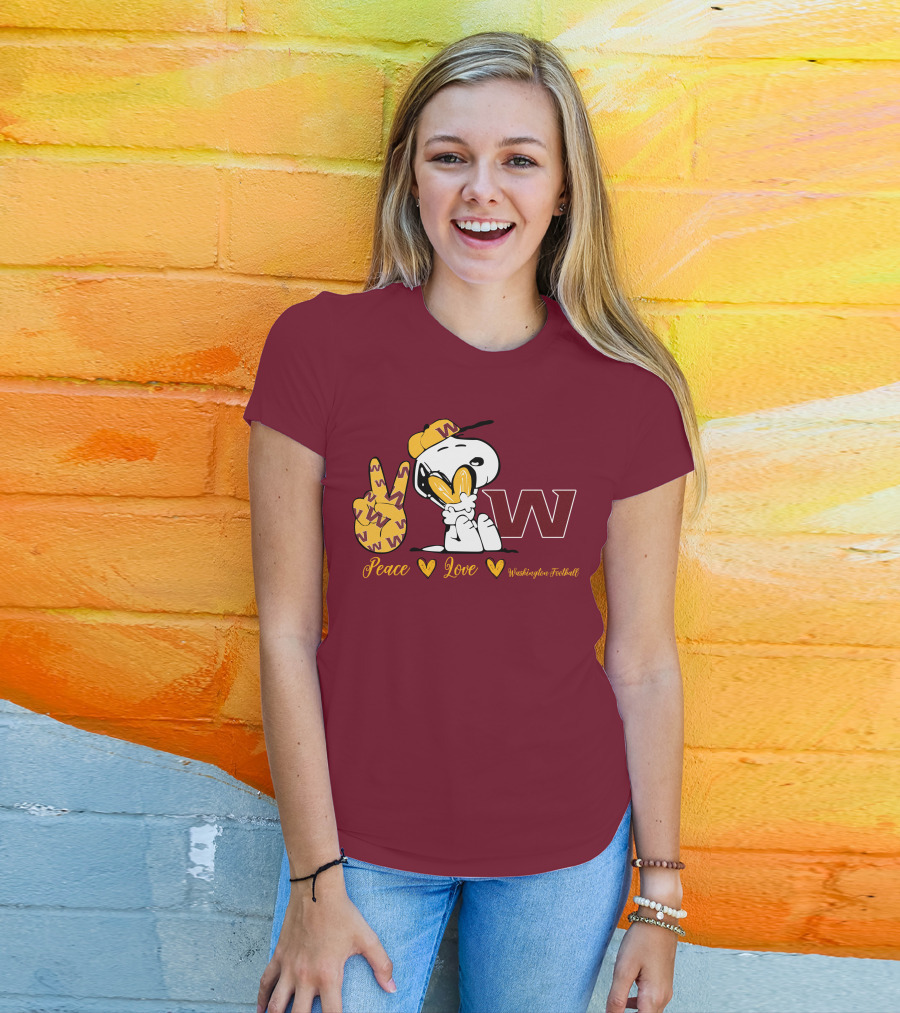 Peace Love Washington Football Snoopy W T-Shirt
