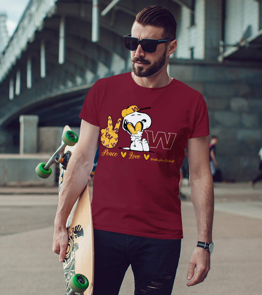 Peace Love Washington Football Snoopy W T-Shirt
