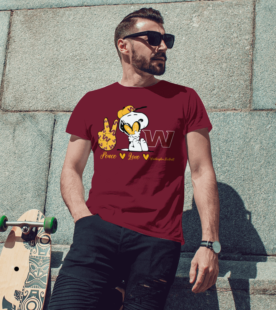 Peace Love Washington Football Snoopy W T-Shirt