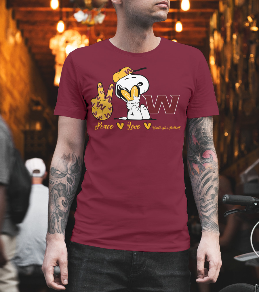 Peace Love Washington Football Snoopy W T-Shirt