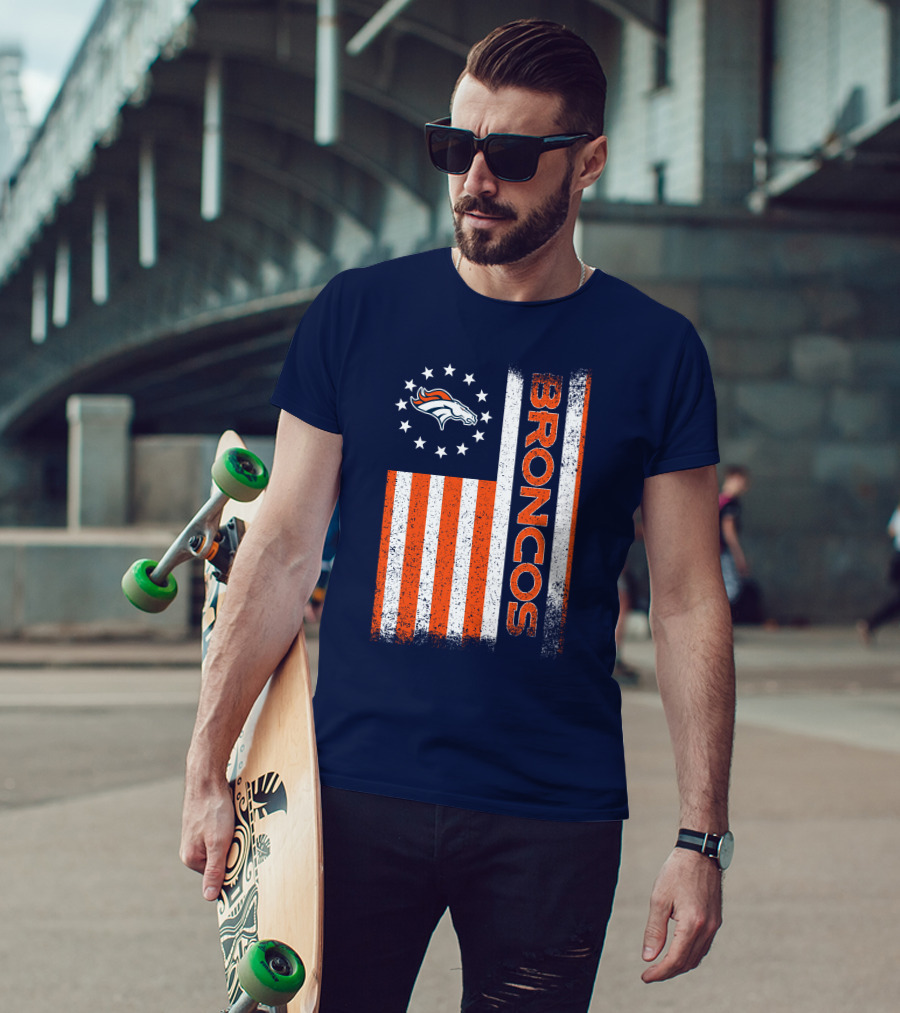 Denver Broncos Stars Stripes American Flag T-Shirt
