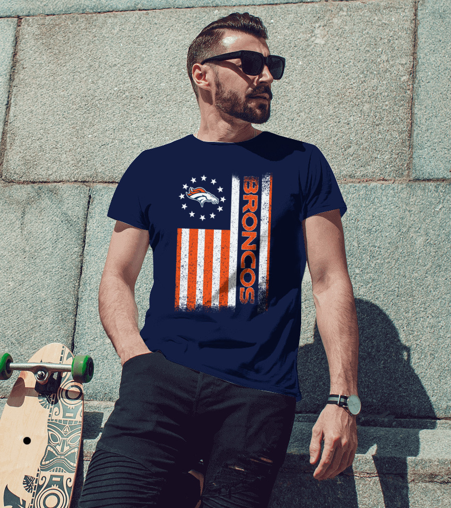 Denver Broncos Stars Stripes American Flag T-Shirt