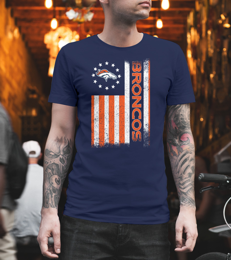 Denver Broncos Stars Stripes American Flag T-Shirt